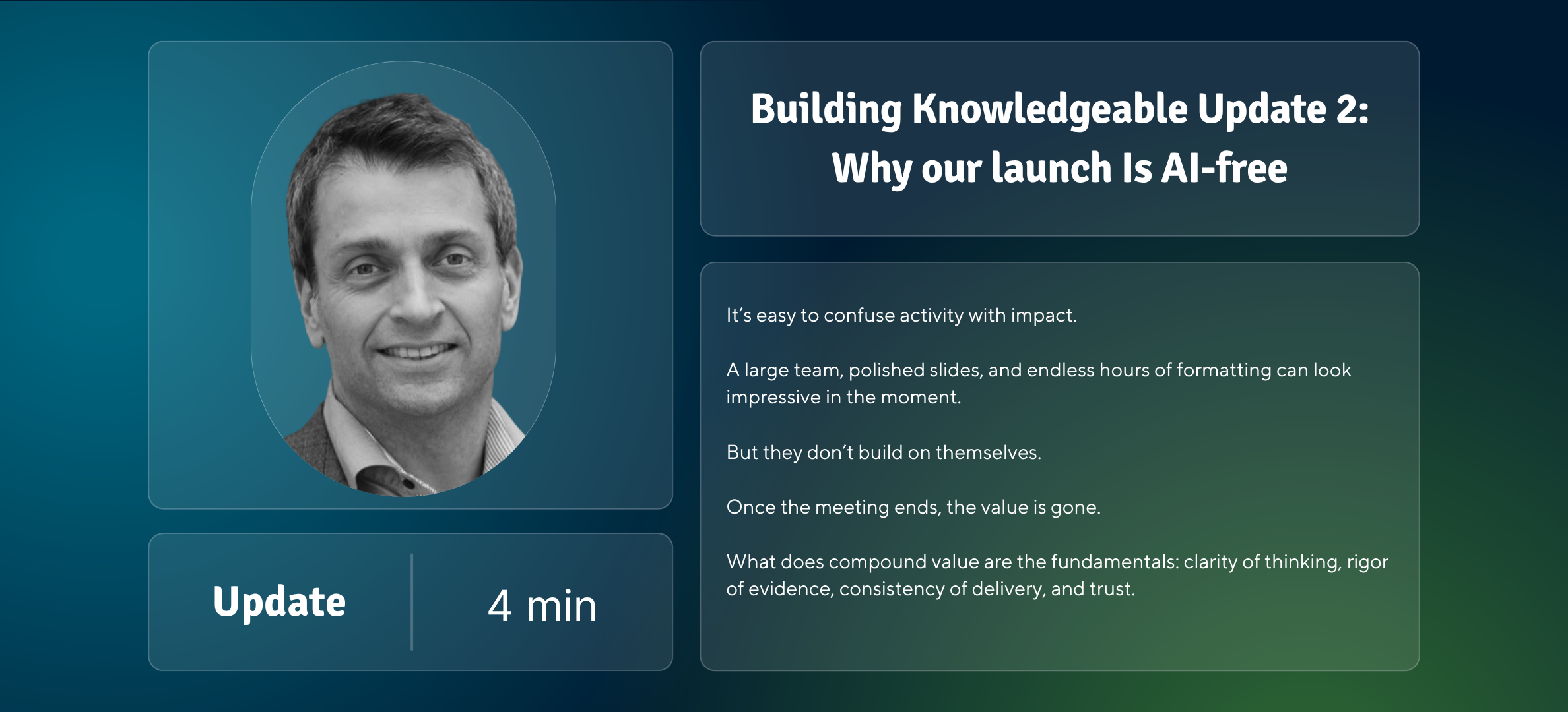 Building Knowledgeable Update 2: Why our launch is AI-free